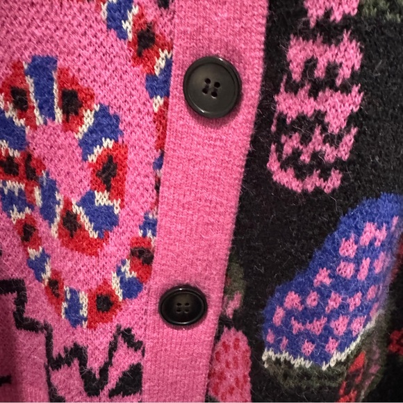 FARM Rio Colorblock Fruit & Mushroom Cardigan – M – Statement Boho Sweater - Picture 4 of 11